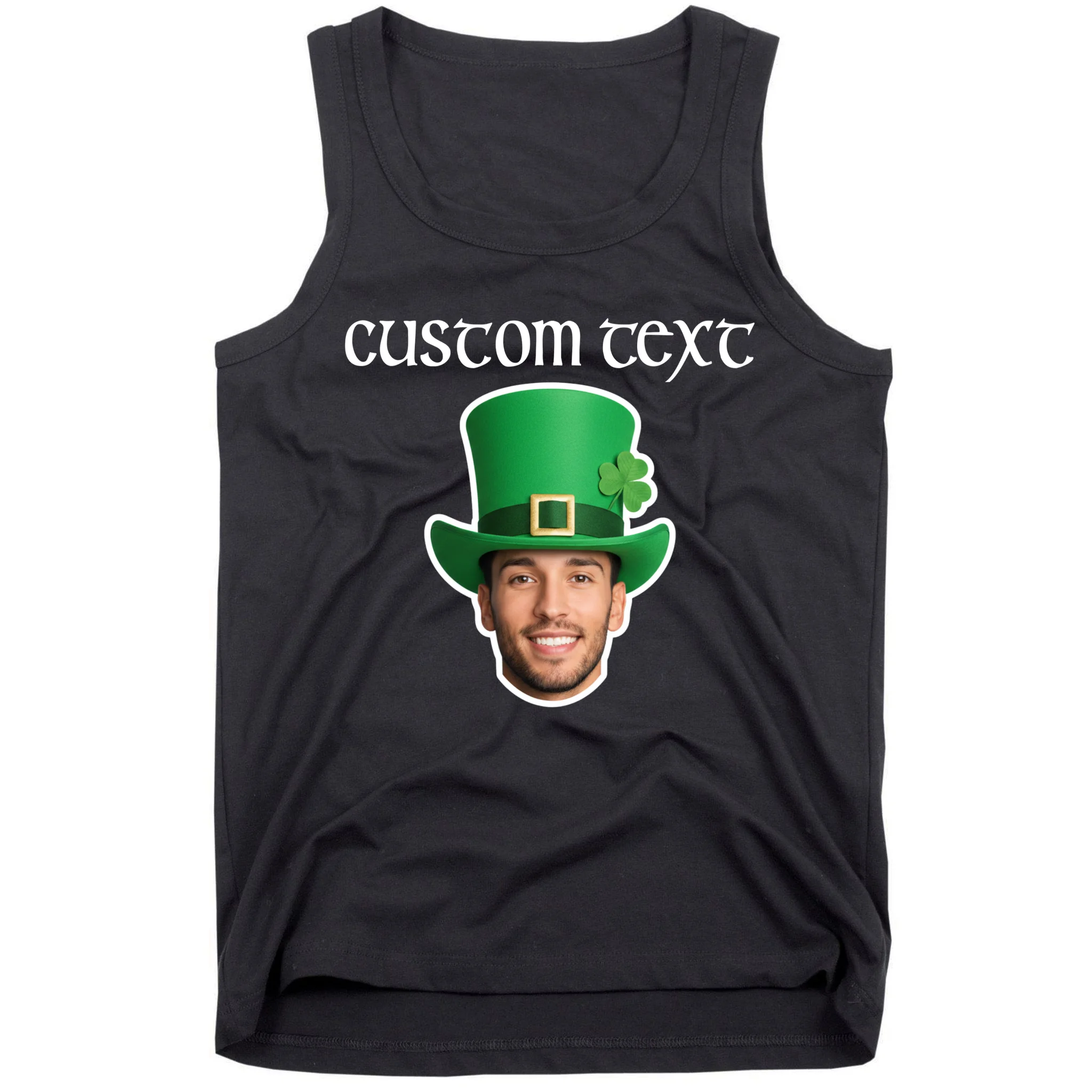 Custom Leprechaun Face Personalized St Patricks Day Men's Tank Top - Front