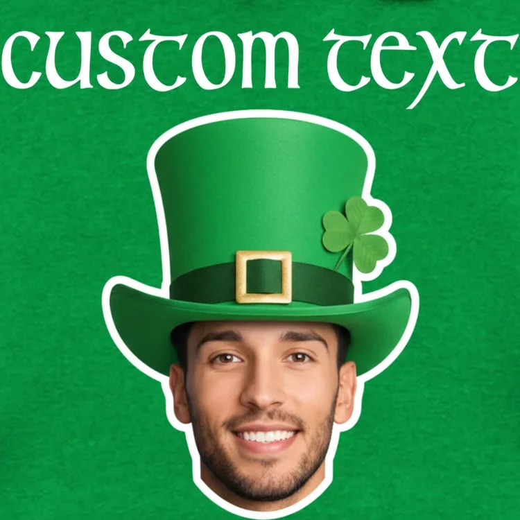 Custom Leprechaun Face Personalized St Patricks Day Men's Hoodie - Front - Close-up