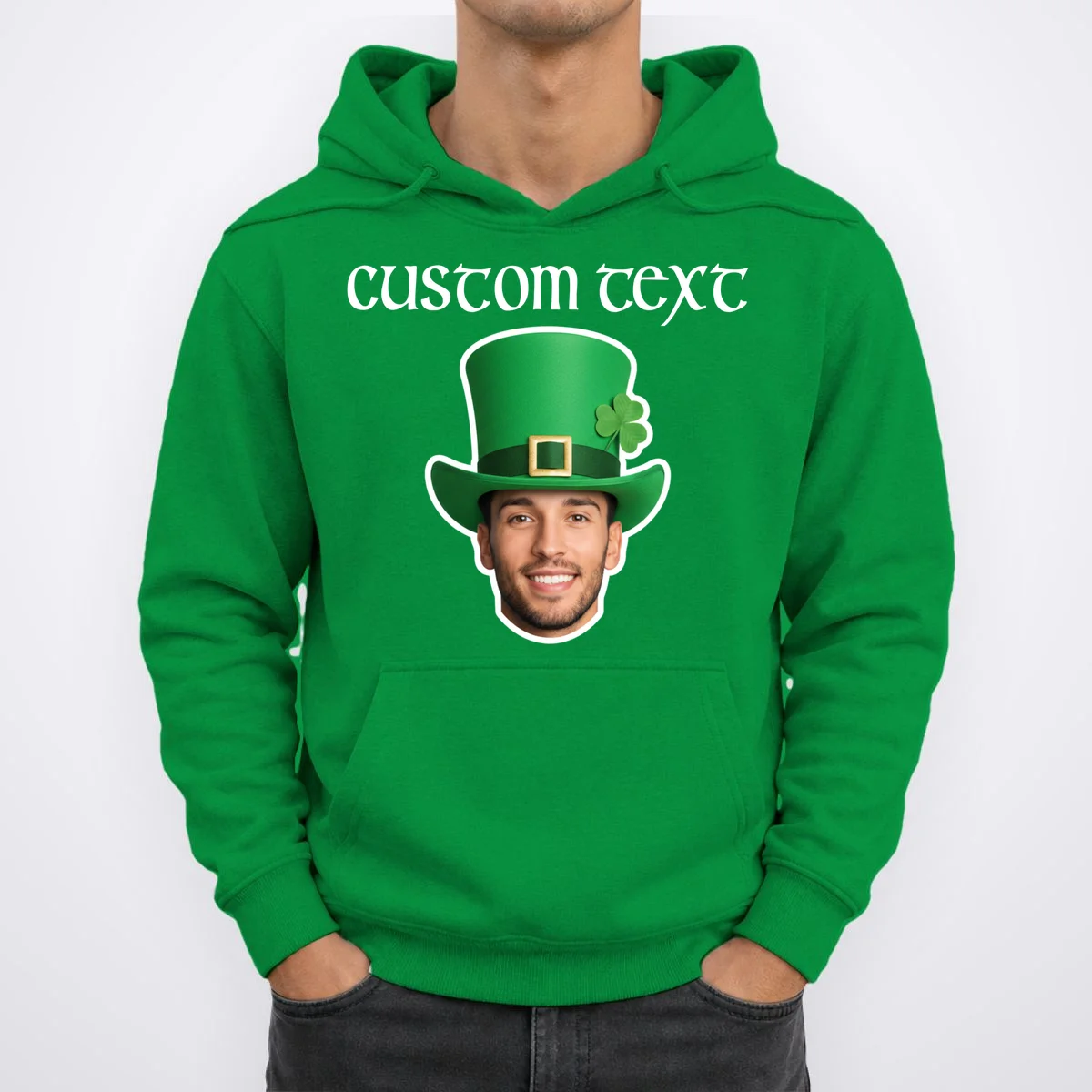 Custom Leprechaun Face Personalized St Patricks Day Hoodie - Front 1