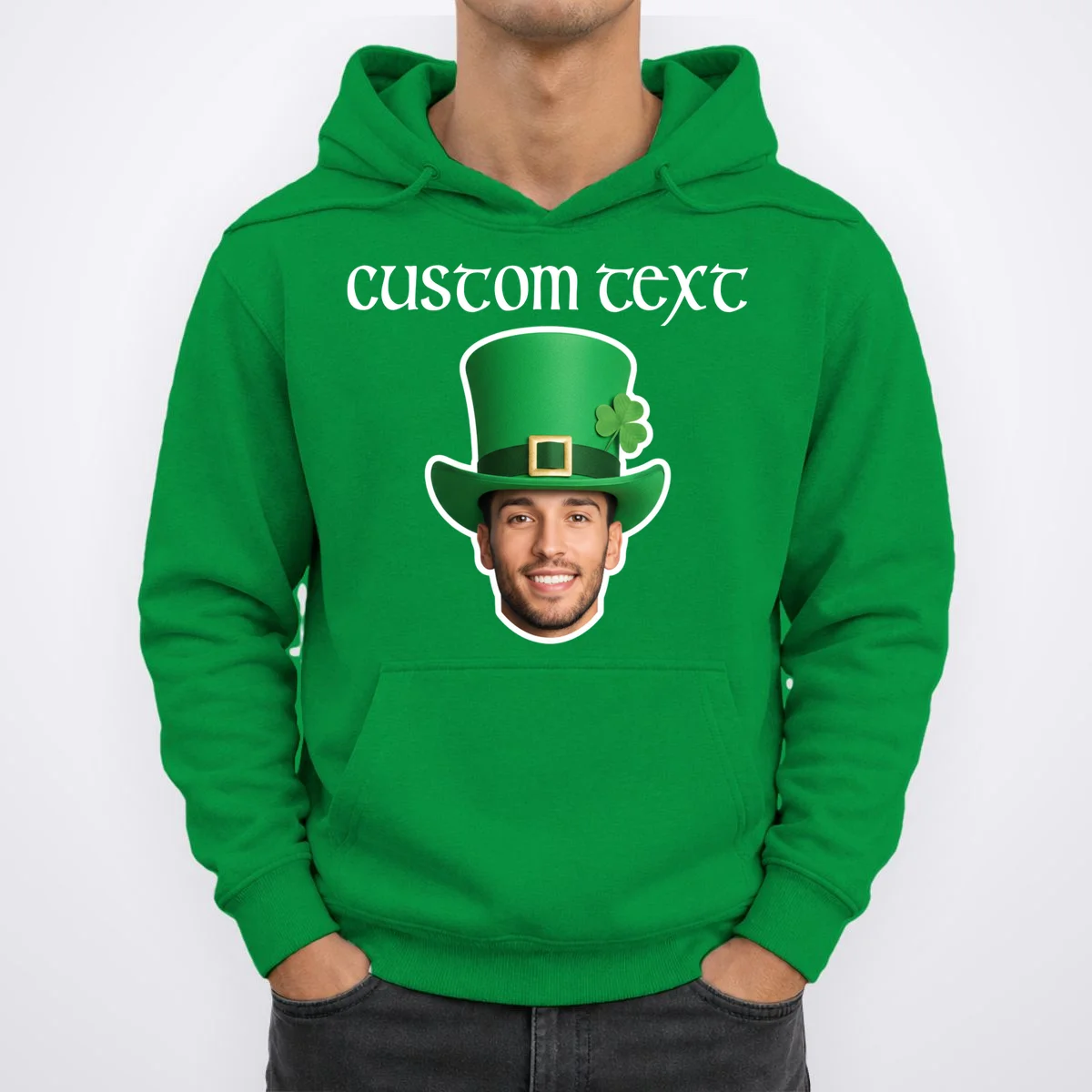 Custom Leprechaun Face Personalized St Patricks Day Men's Hoodie - Front 1