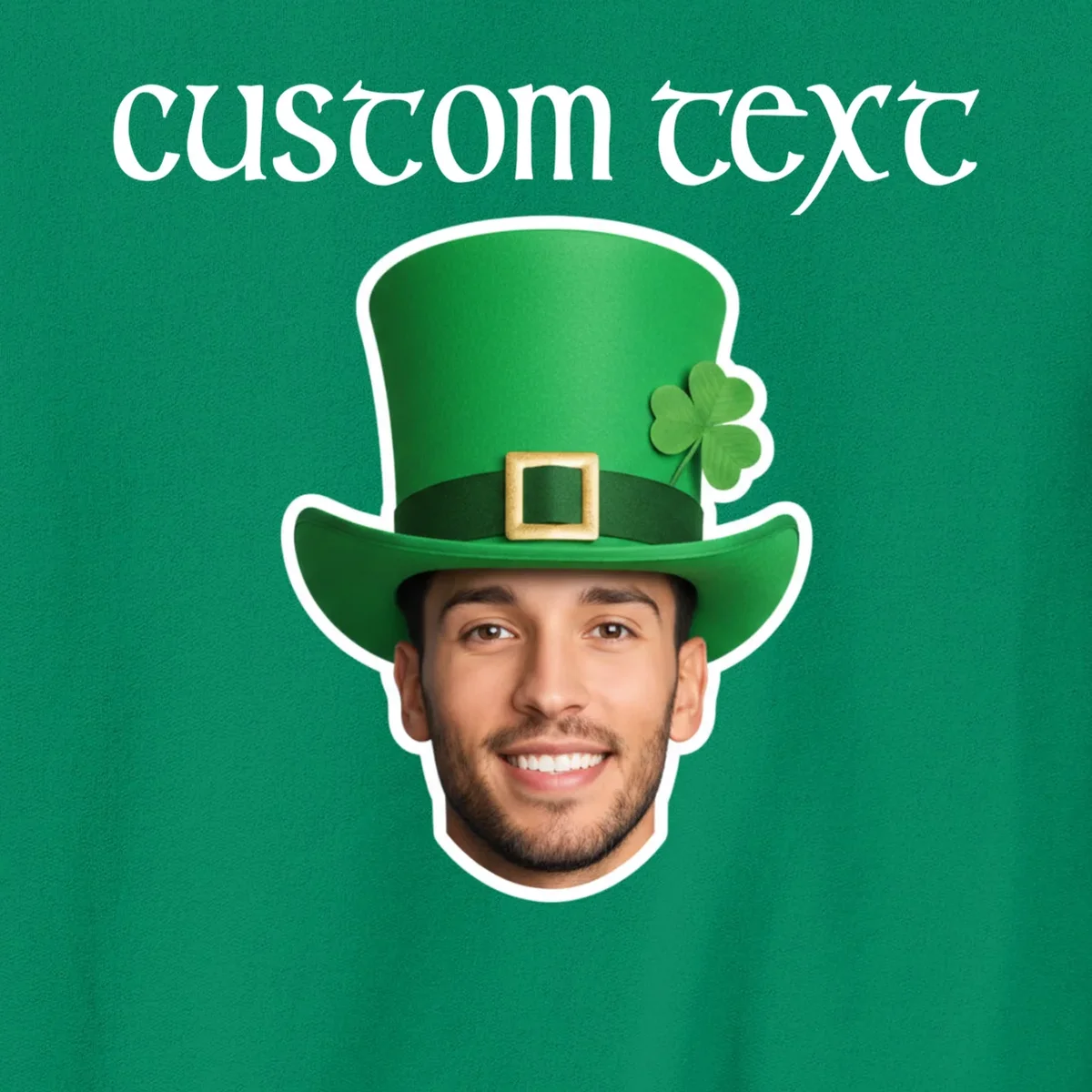 Custom Leprechaun Face Personalized St Patricks Day Men's Sweatshirt - Front - Close-up