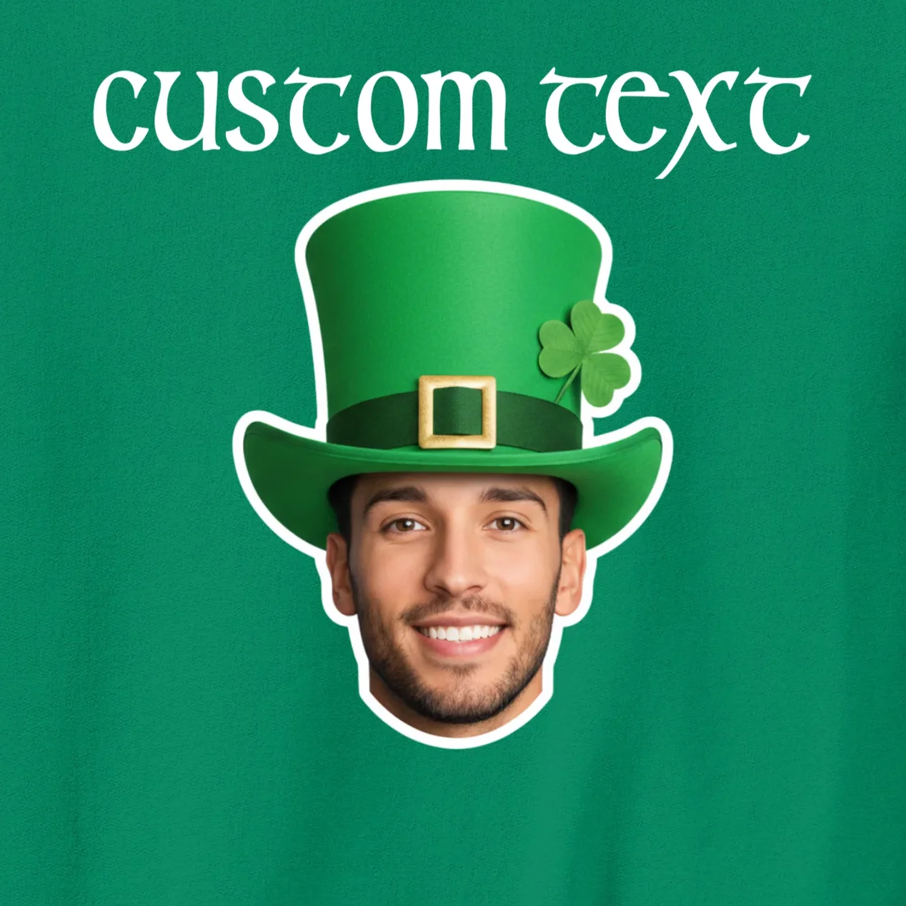 Custom Leprechaun Face Personalized St Patricks Day Men's Sweatshirt - Front - Close-up