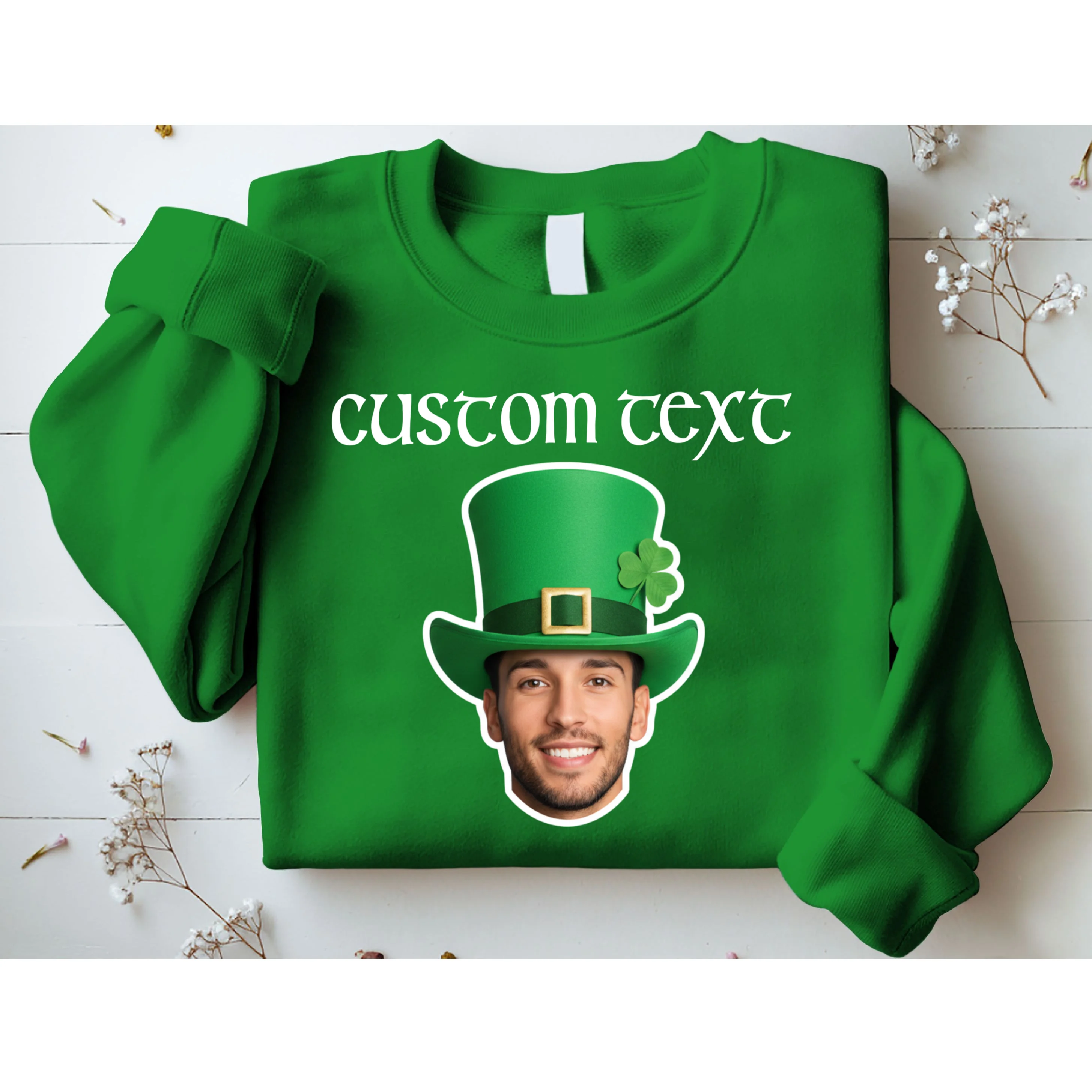 Custom Leprechaun Face Personalized St Patricks Day Sweatshirt - Front 1