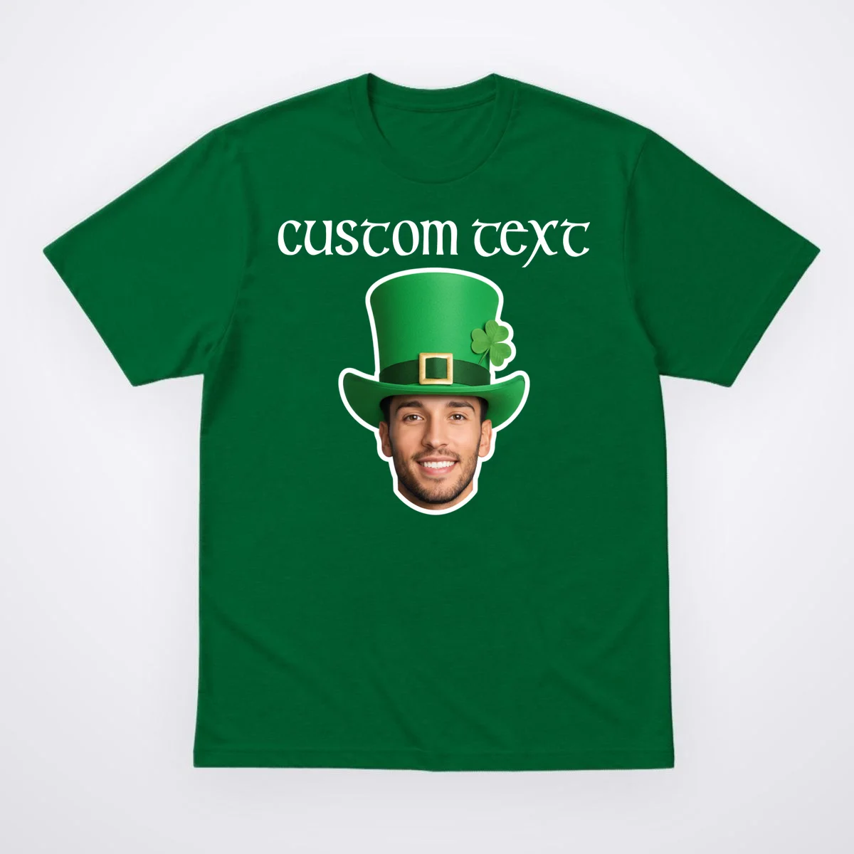 Custom Leprechaun Face Personalized St Patricks Day T-Shirt - Front