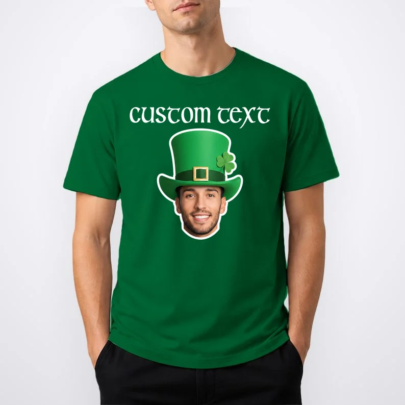 Custom Leprechaun Face Personalized St Patricks Day T-Shirt - Front 1