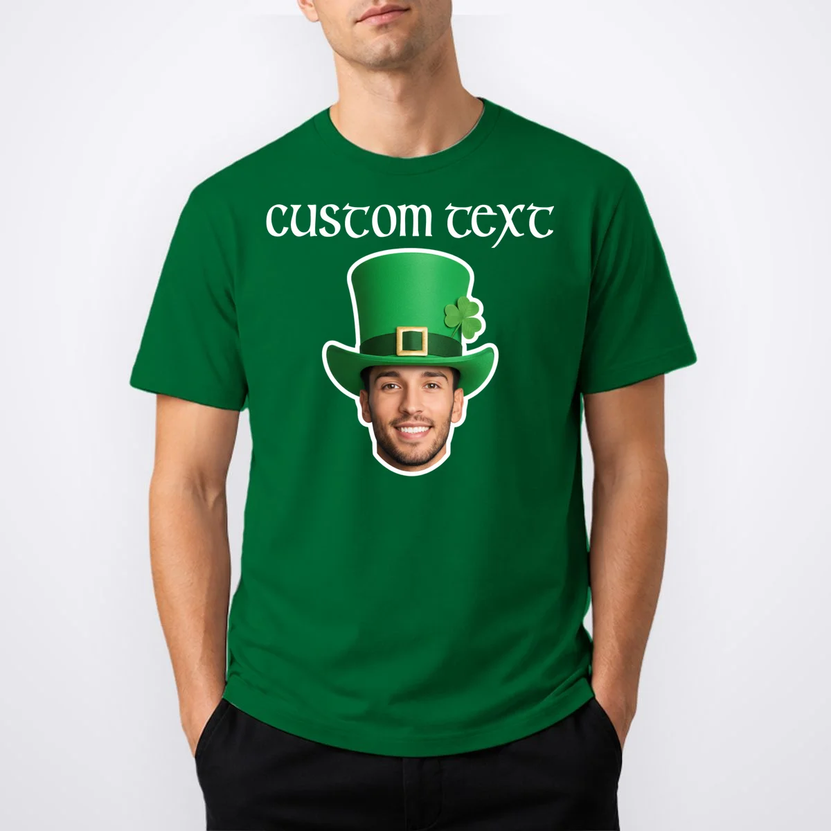 Custom Leprechaun Face Personalized St Patricks Day T-Shirt - Front 1