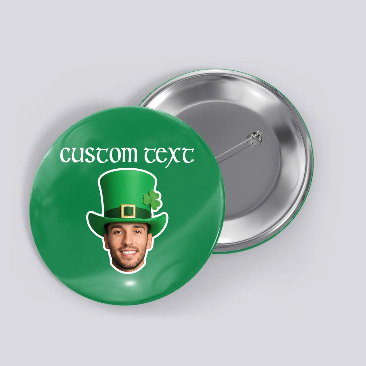 Custom Leprechaun Face Personalized St Patricks Day Button - Front