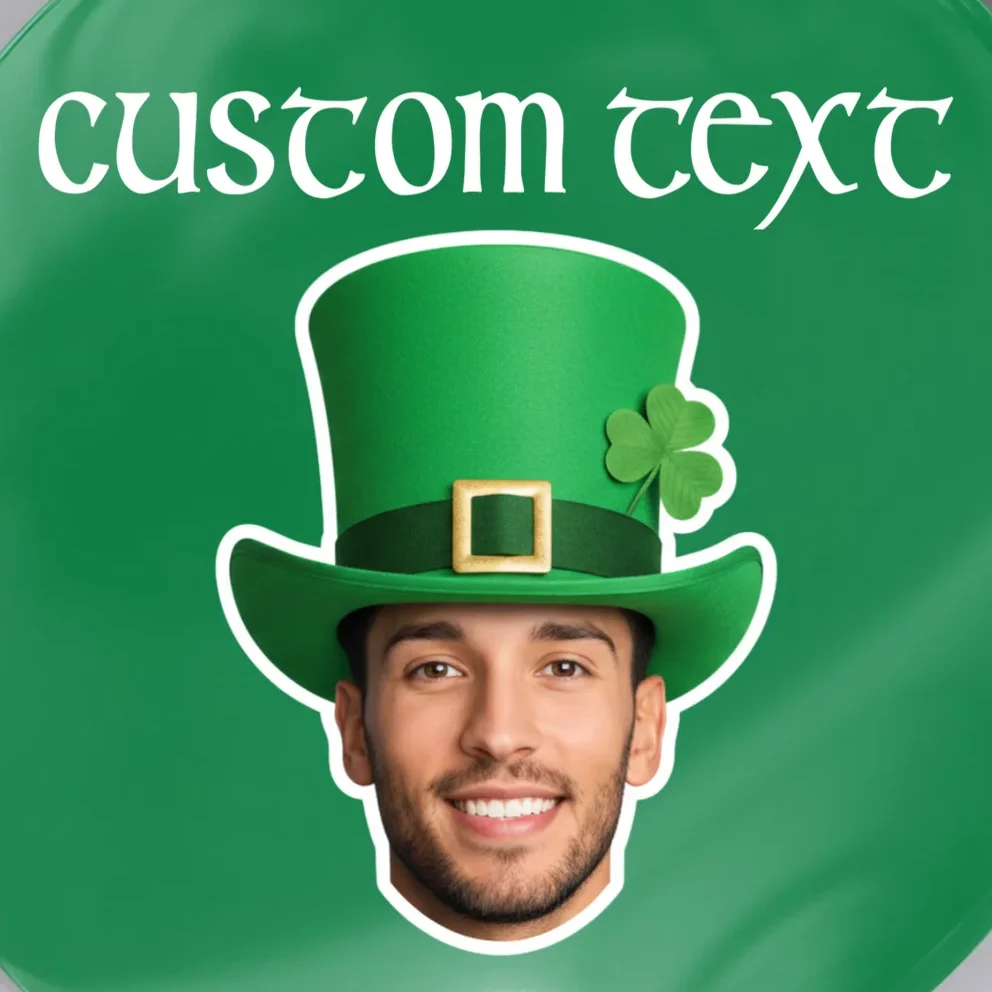 Custom Leprechaun Face Personalized St Patricks Day Button - Front - Close-up