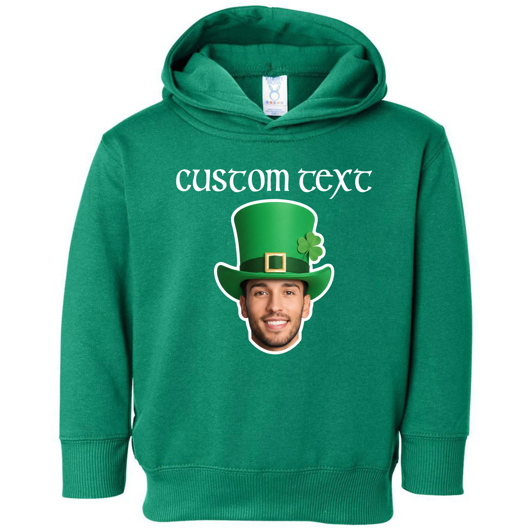 Custom Leprechaun Face Personalized St Patricks Day Toddler Hoodie - Front