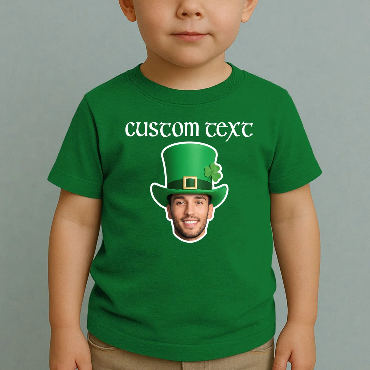 Custom Leprechaun Face Personalized St Patricks Day Toddler T-Shirt - Front 1