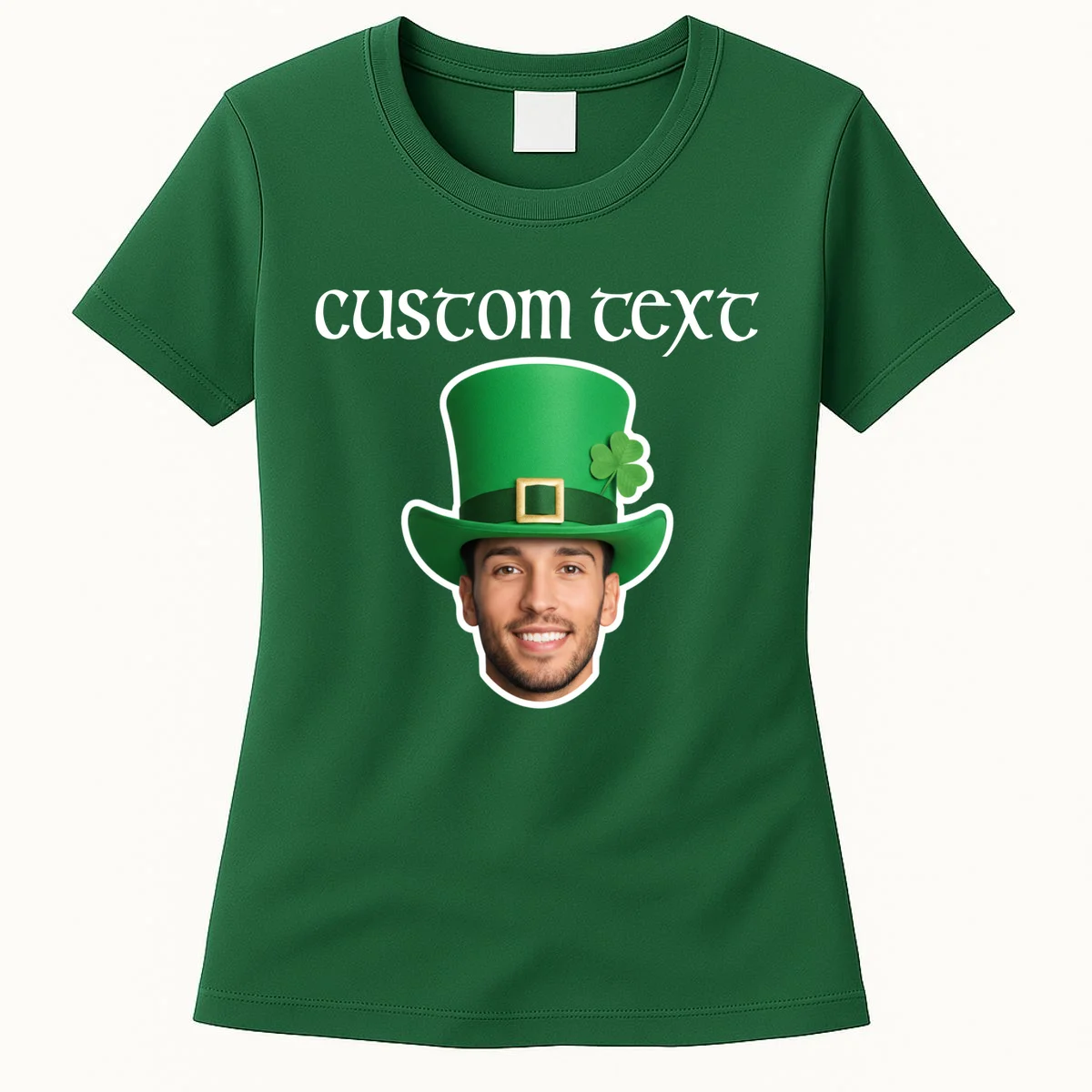 Custom Leprechaun Face Personalized St Patricks Day Women's T-Shirt - Front