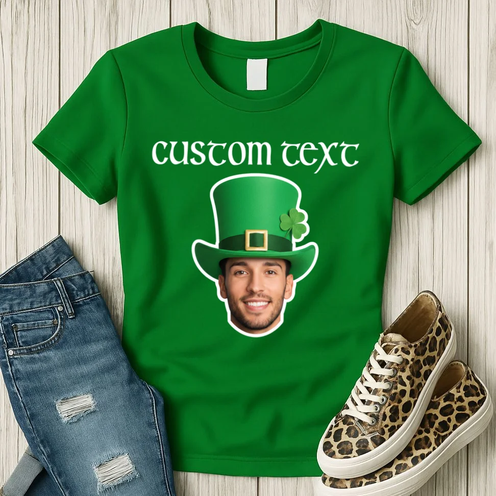 Custom Leprechaun Face Personalized St Patricks Day Women's T-Shirt - Front 2