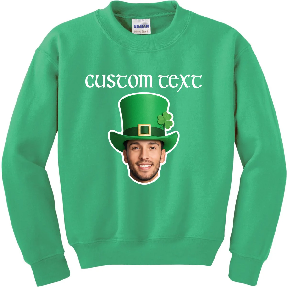 Custom Leprechaun Face Personalized St Patricks Day Kids Sweatshirt - Front
