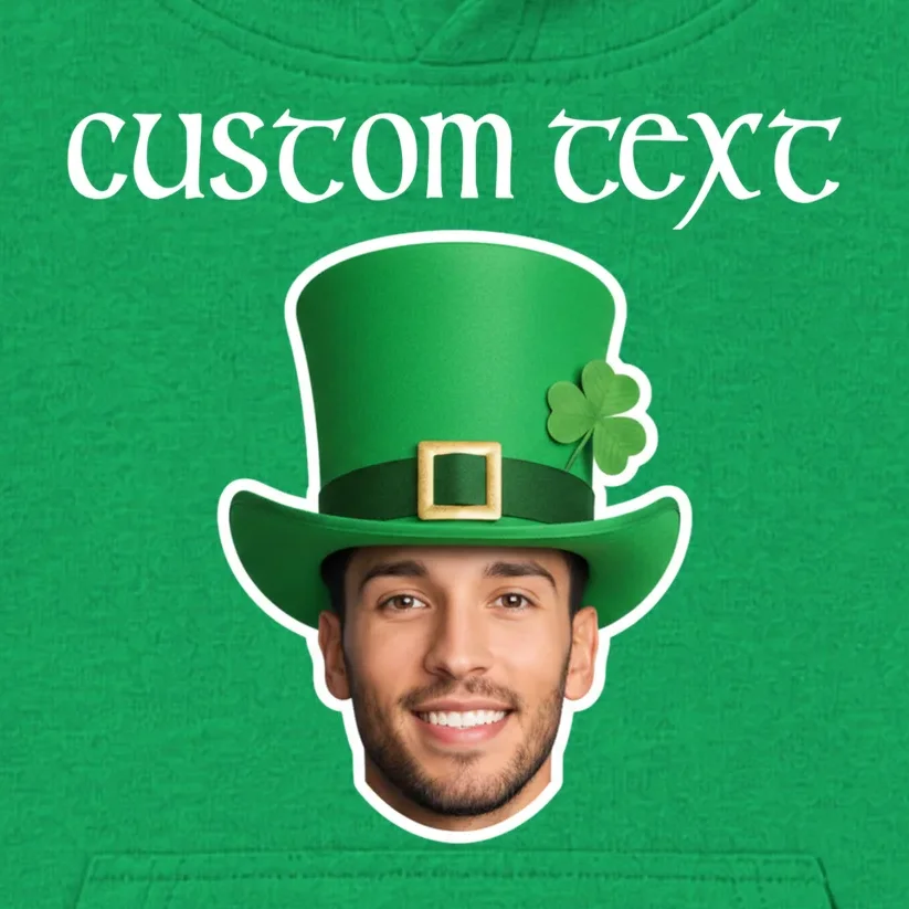 Custom Leprechaun Face Personalized St Patricks Day Kids Hoodie - Front - Close-up