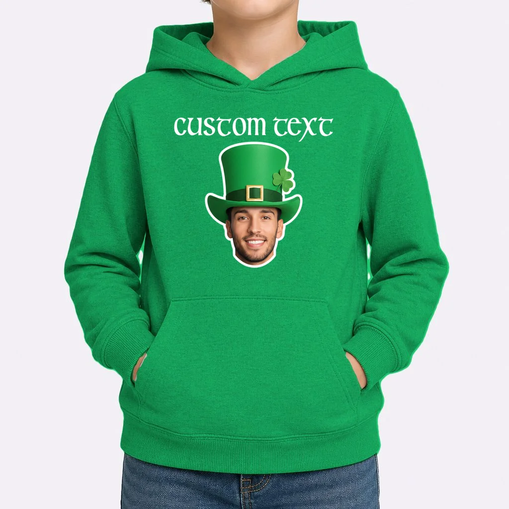 Custom Leprechaun Face Personalized St Patricks Day Kids Hoodie - Front 1