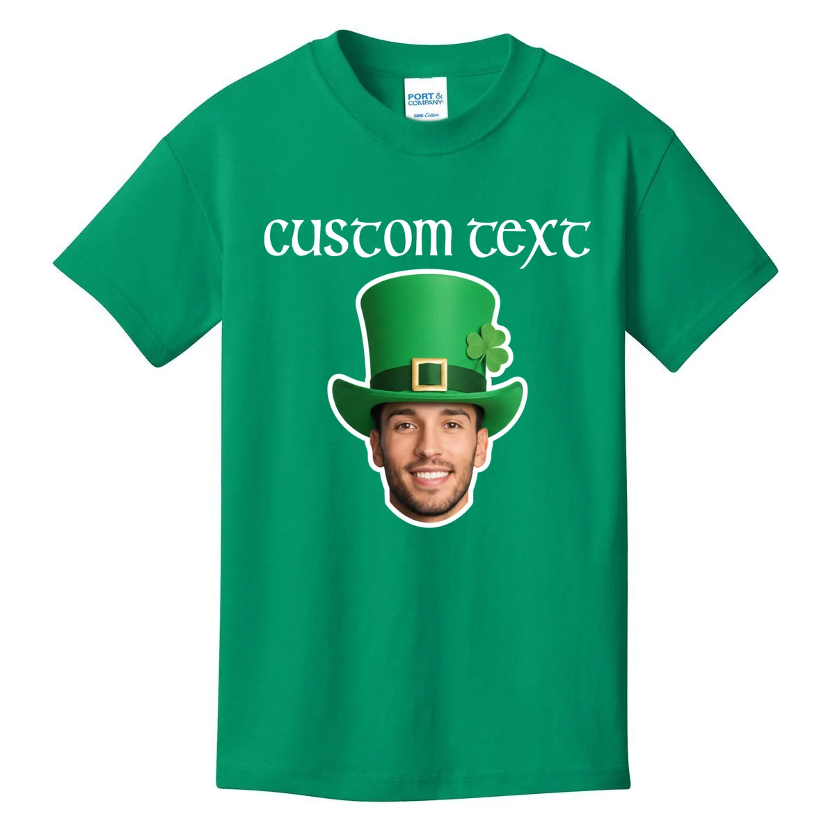 Custom Leprechaun Face Personalized St Patricks Day Kids T-Shirt - Front