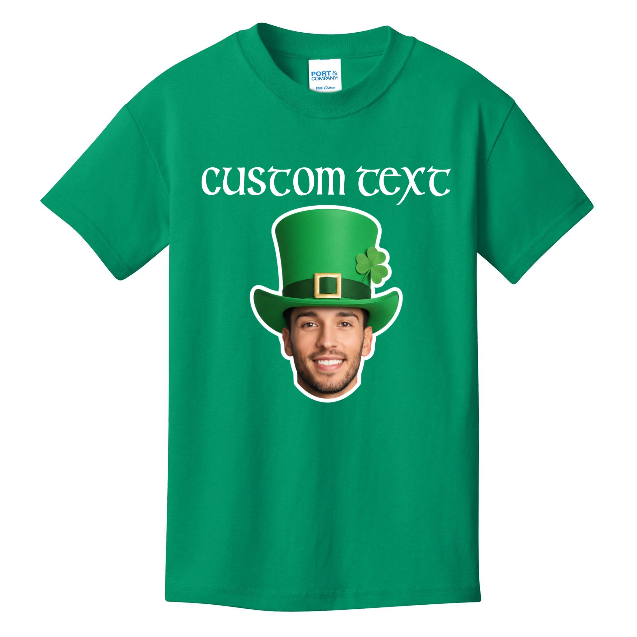 Custom Leprechaun Face Personalized St Patricks Day Kids T-Shirt - Front