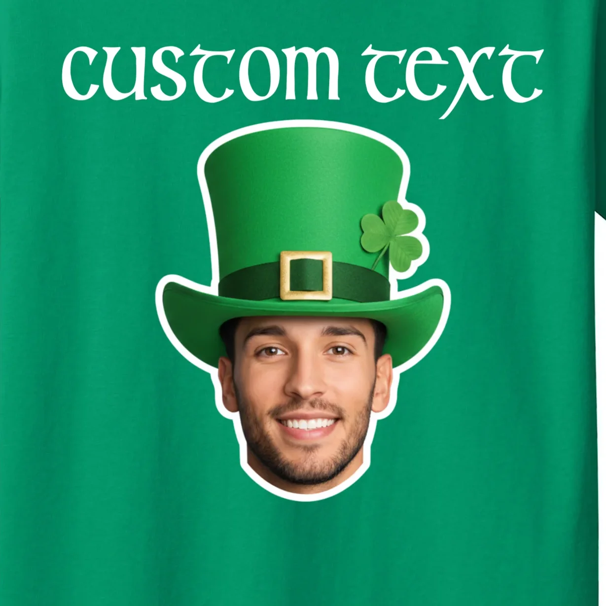 Custom Leprechaun Face Personalized St Patricks Day Kids T-Shirt - Front - Close-up