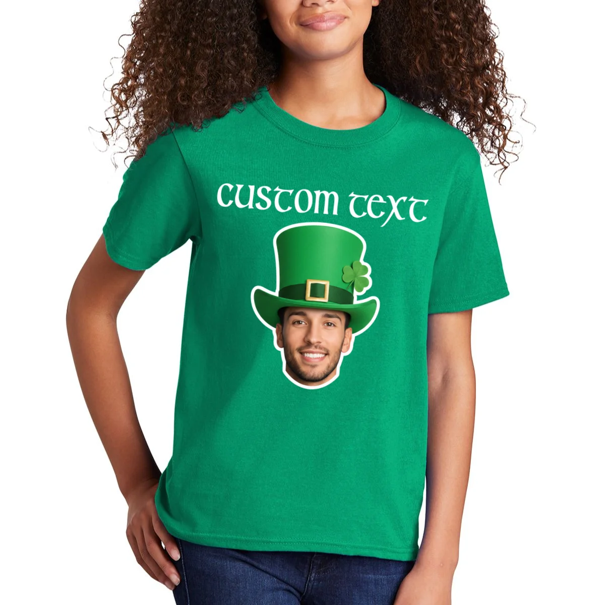 Custom Leprechaun Face Personalized St Patricks Day Kids T-Shirt - Front 1