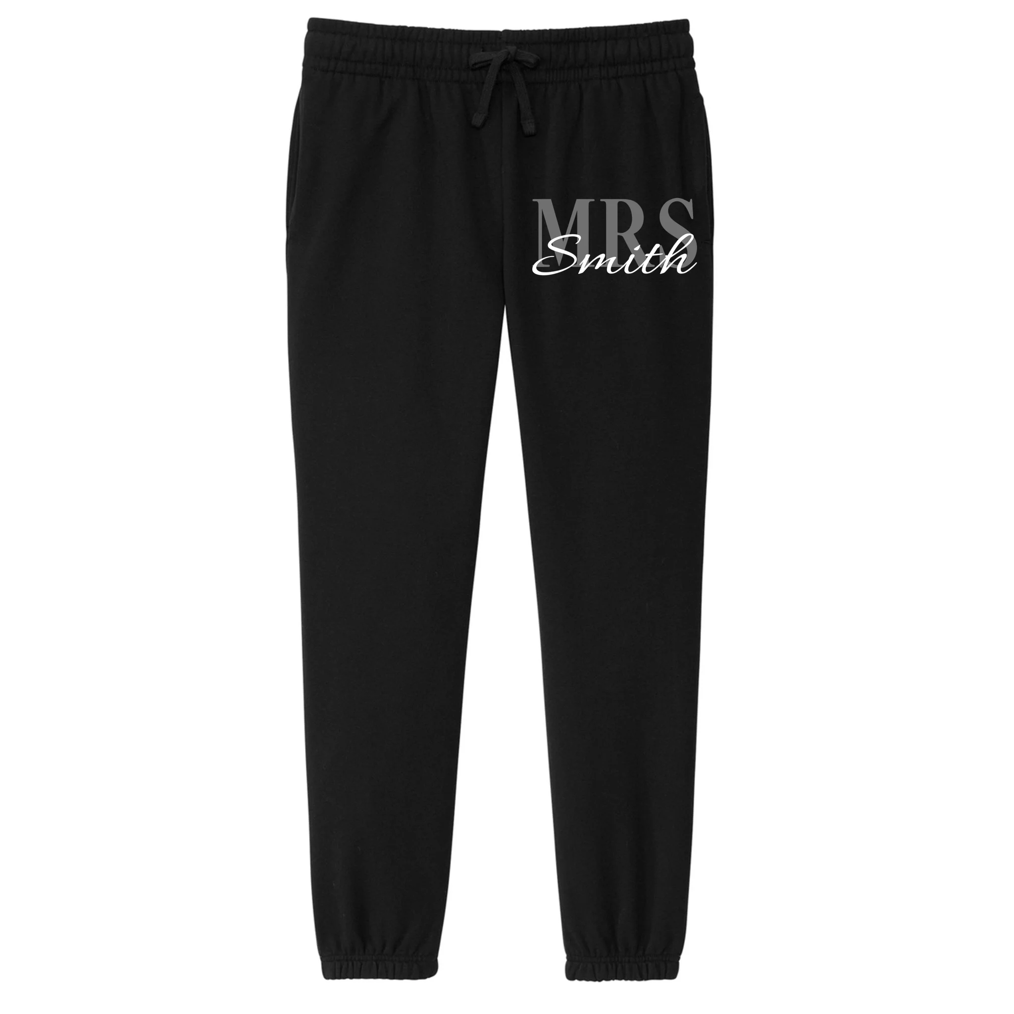 Custom Mrs Last Name Wedding Gift Women's Fleece Sweatpants - Front