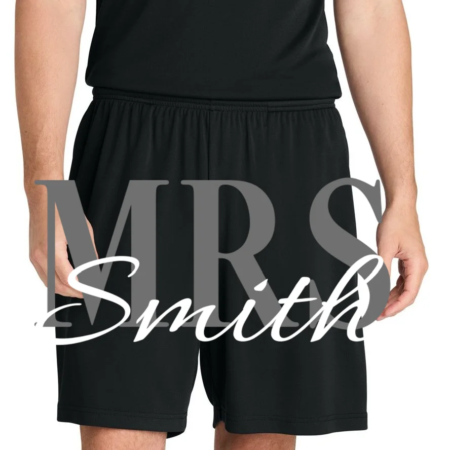 Custom Mrs Last Name Wedding Gift Men's Shorts - Front 1