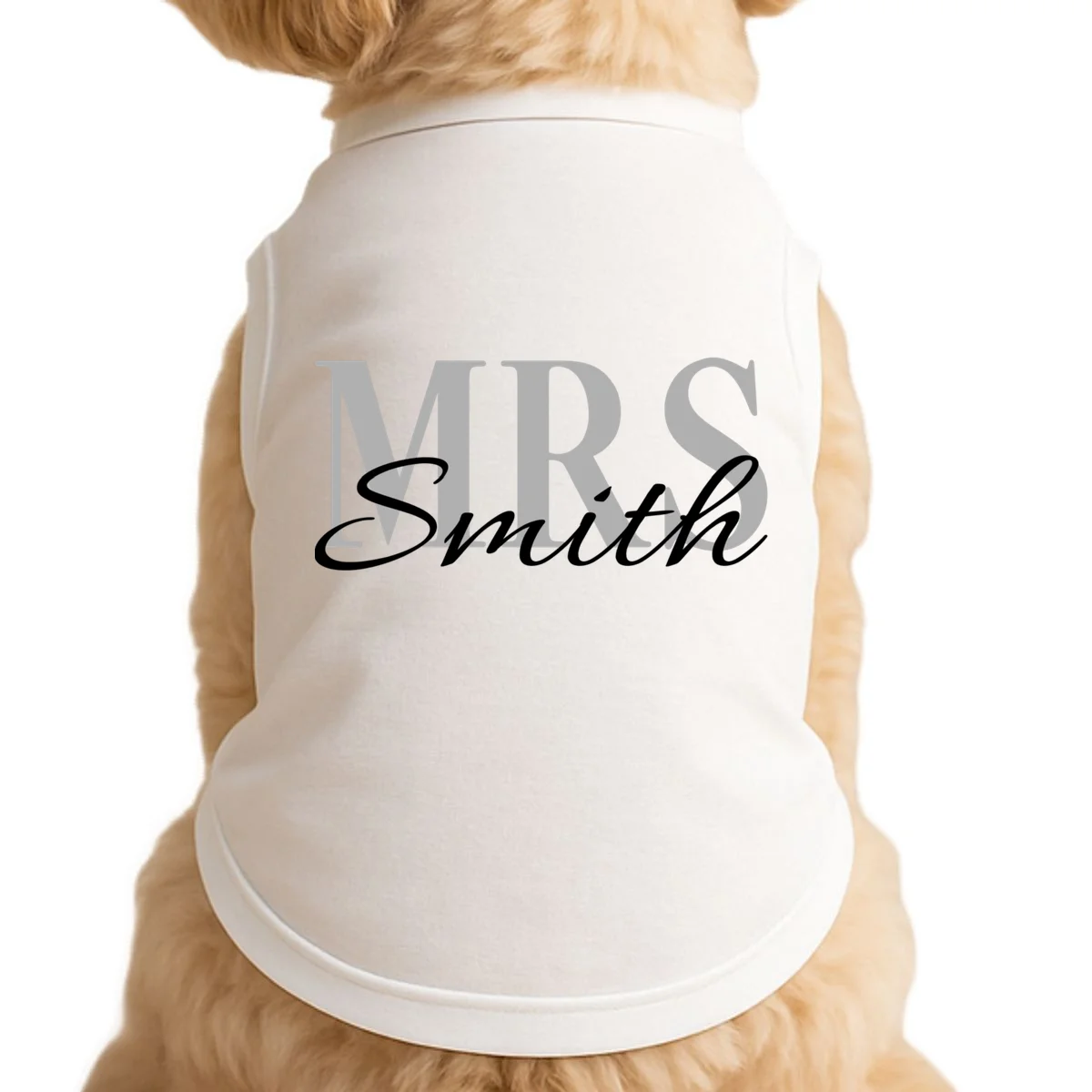 Custom Mrs Last Name Wedding Gift Doggie Tank - Front