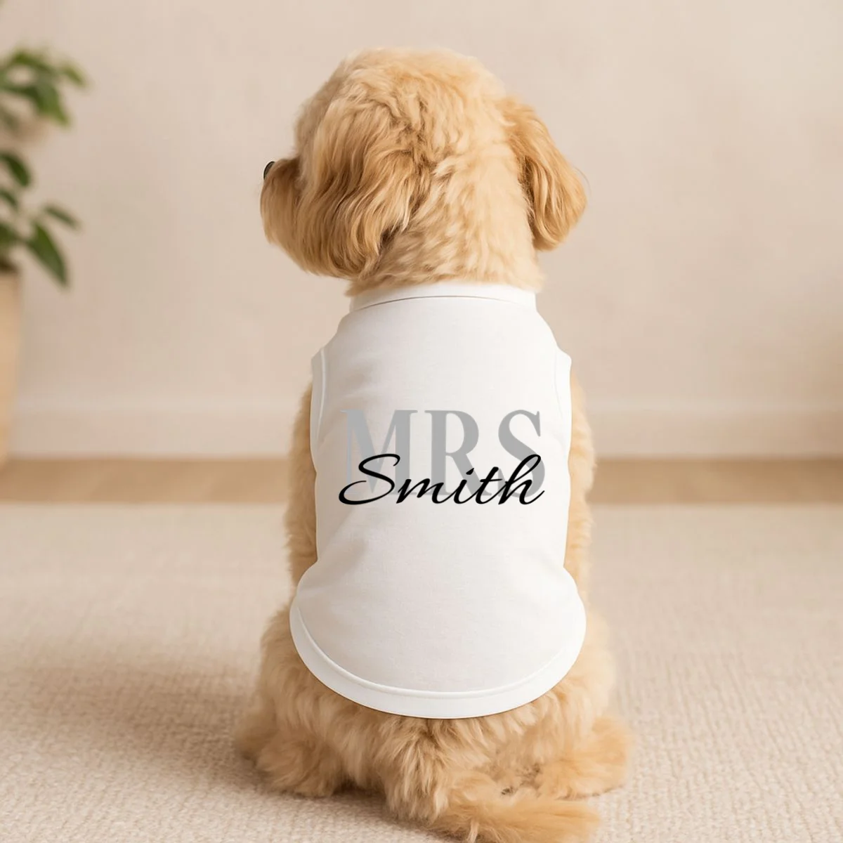 Custom Mrs Last Name Wedding Gift Doggie Tank - Front 1