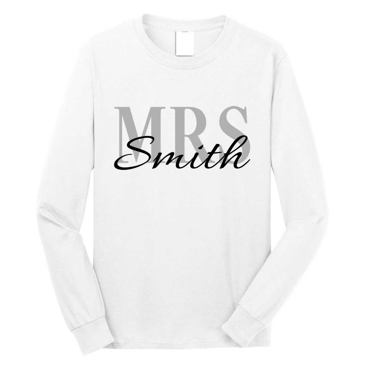 Custom Mrs Last Name Wedding Gift Long Sleeve Shirt - Front