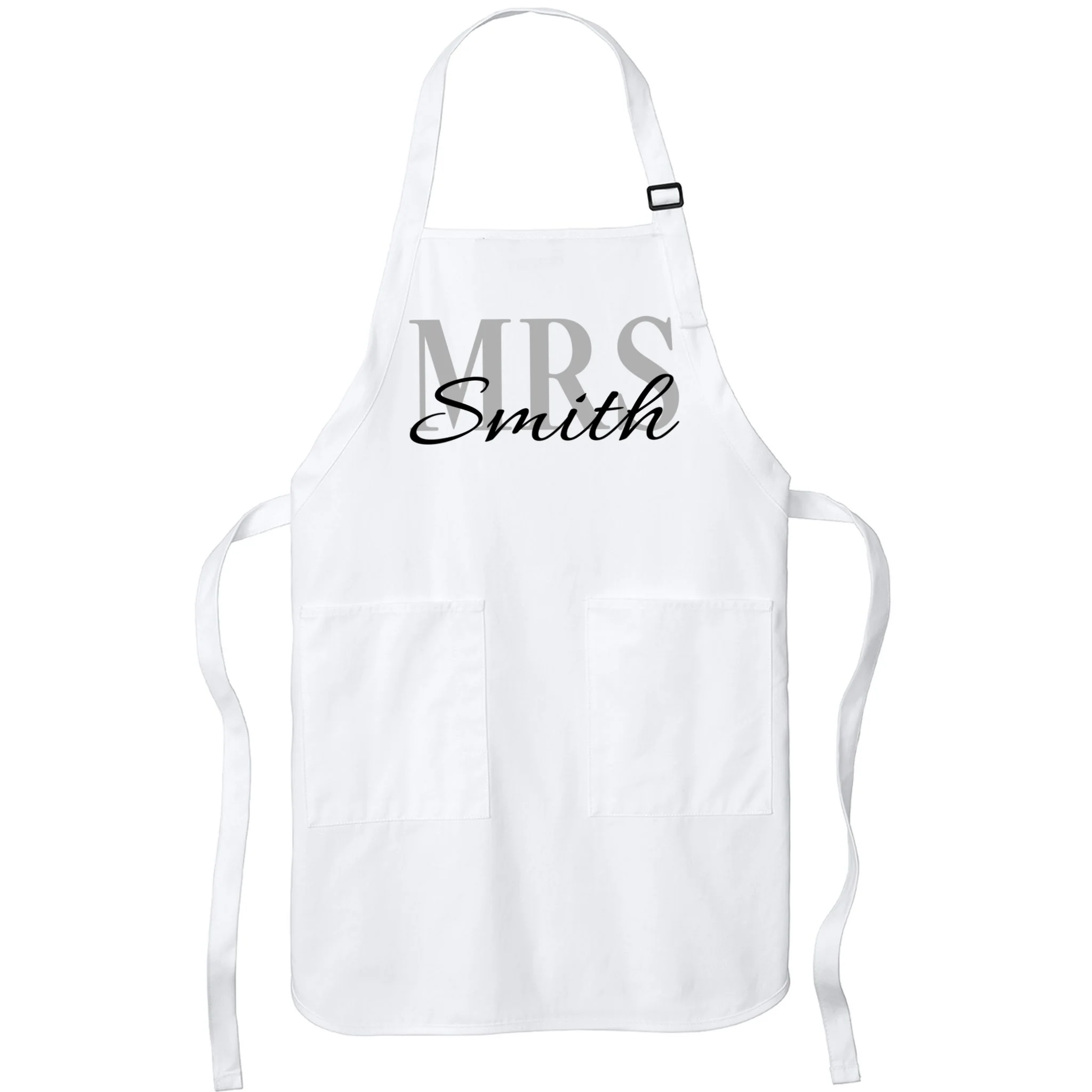 Custom Mrs Last Name Wedding Gift Apron - Front