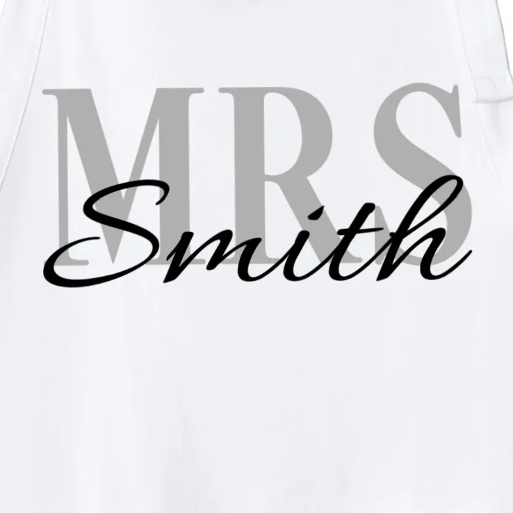 Custom Mrs Last Name Wedding Gift Apron - Front - Close-up