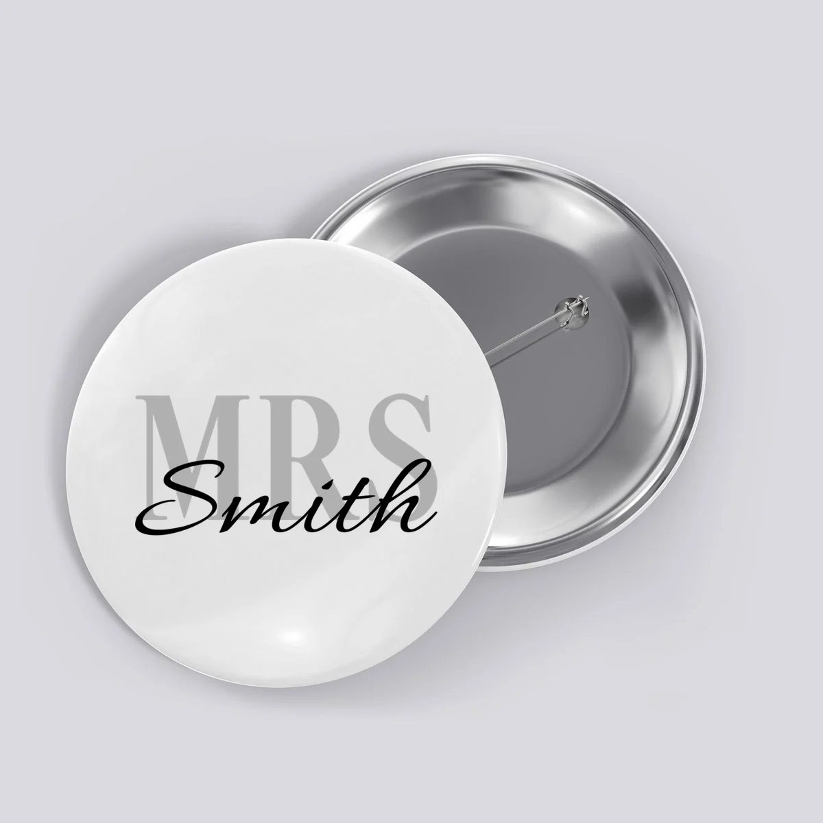 Custom Mrs Last Name Wedding Gift Button - Front