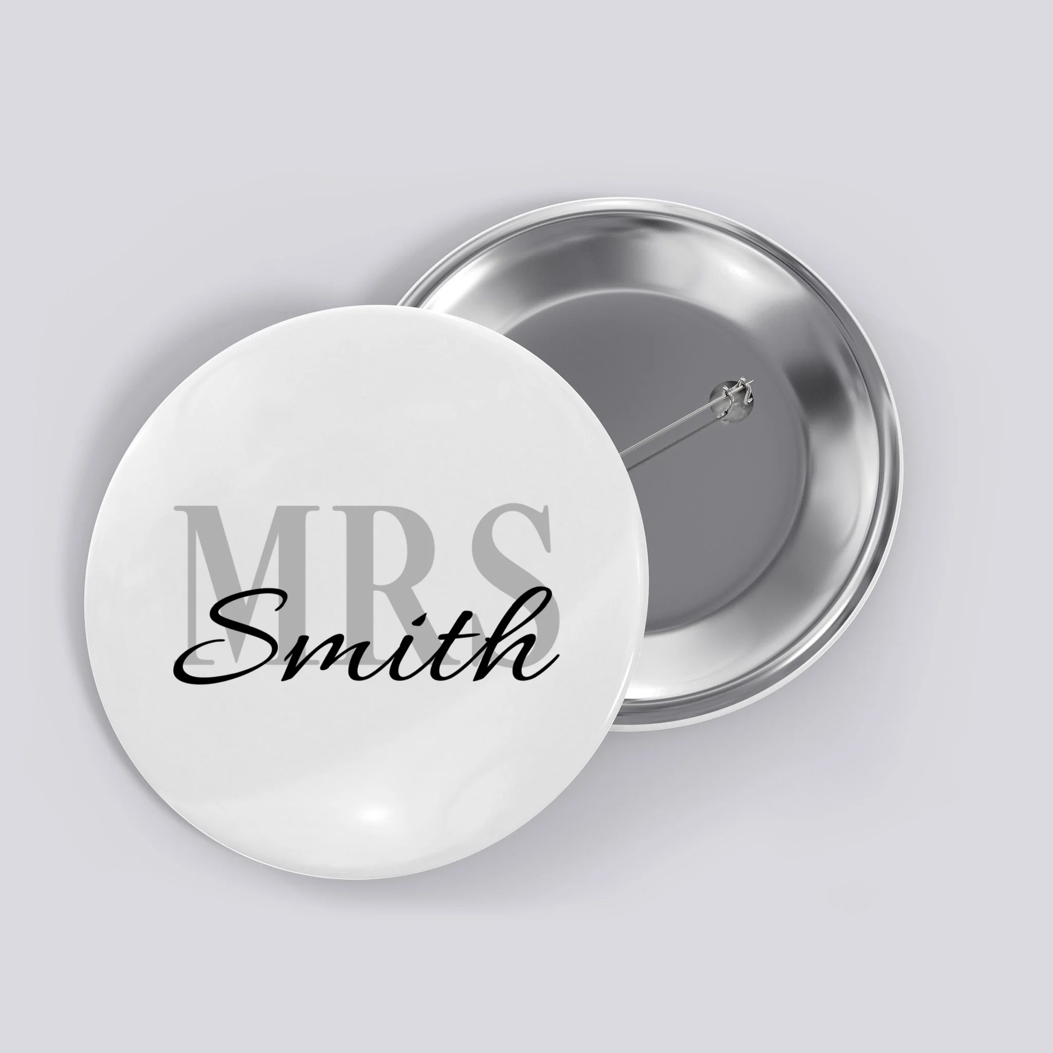 Custom Mrs Last Name Wedding Gift Button - Front