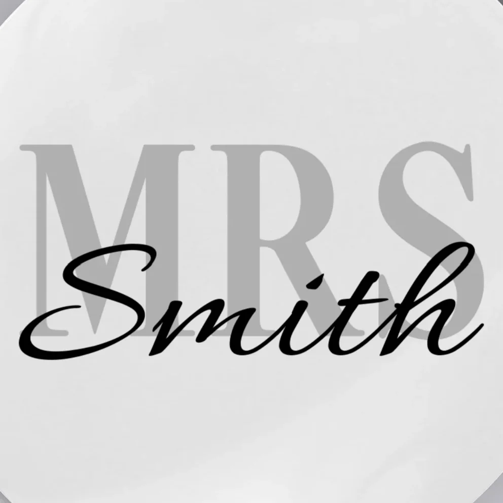 Custom Mrs Last Name Wedding Gift Button - Front - Close-up