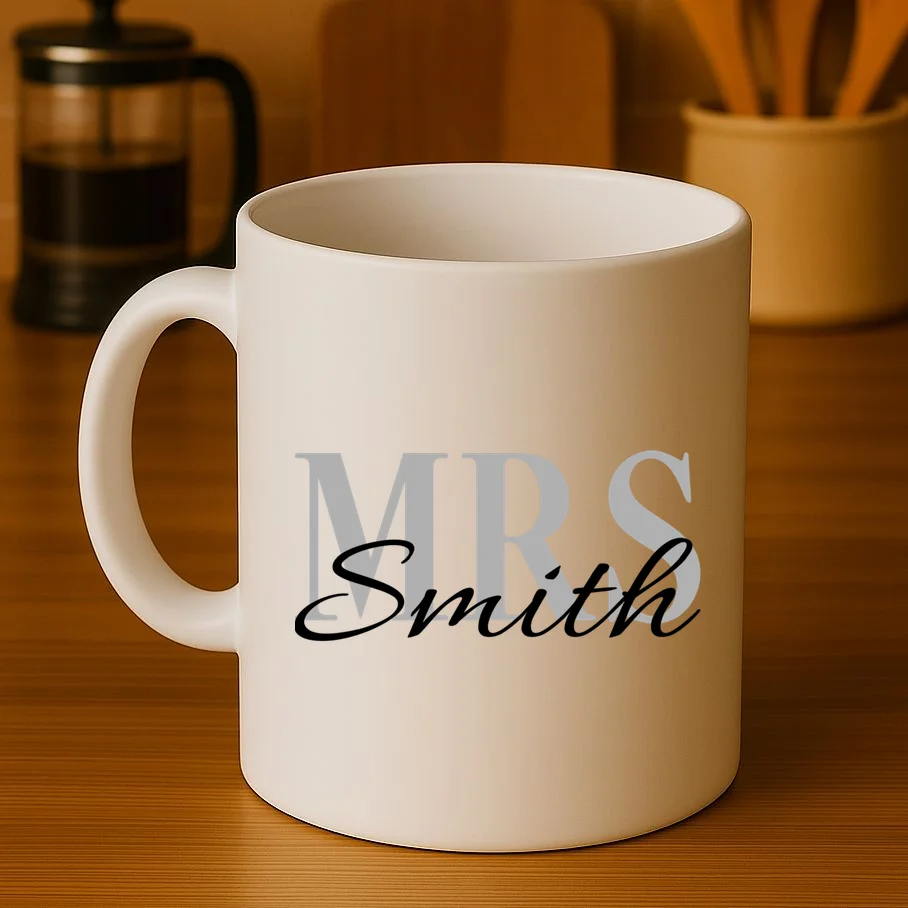 Custom Mrs Last Name Wedding Gift Coffee Mug - Front 3