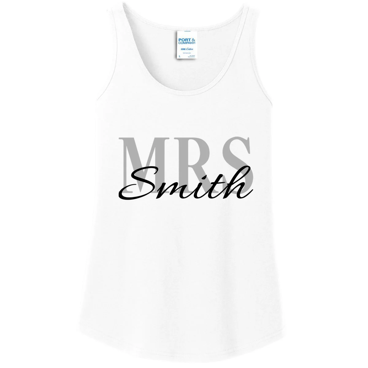 Custom Mrs Last Name Wedding Gift Women's Tank Top - Front