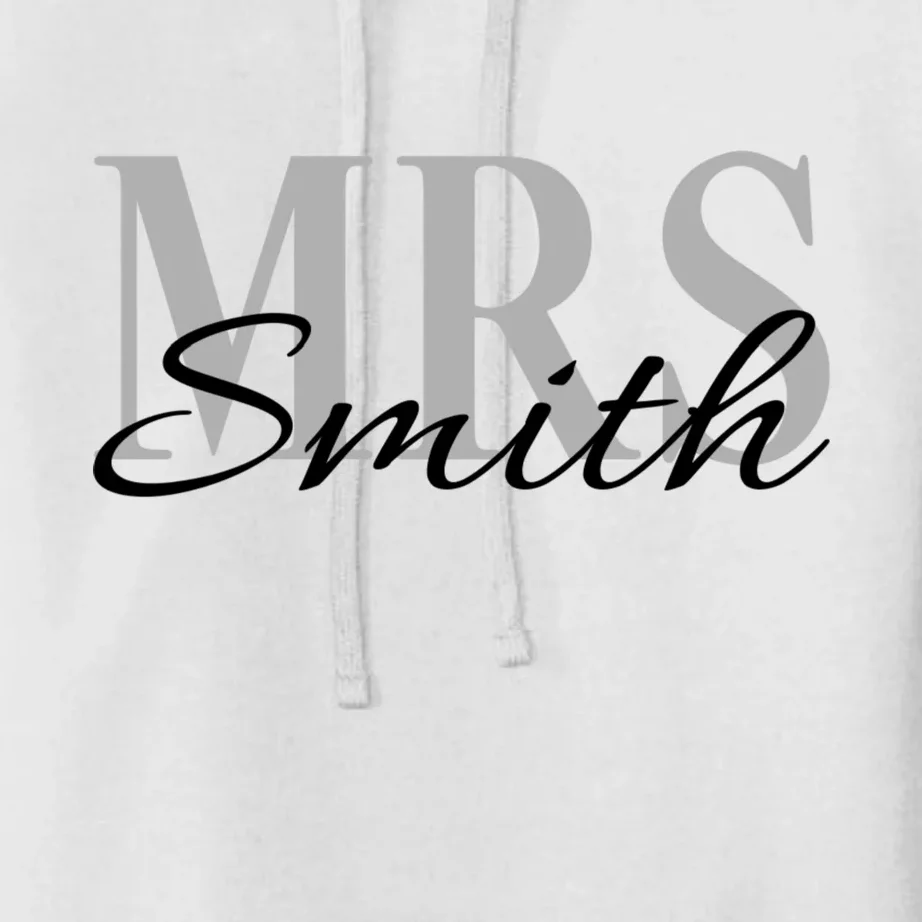 Custom Mrs Last Name Wedding Gift Women's Pullover Hoodie - Front - Close-up