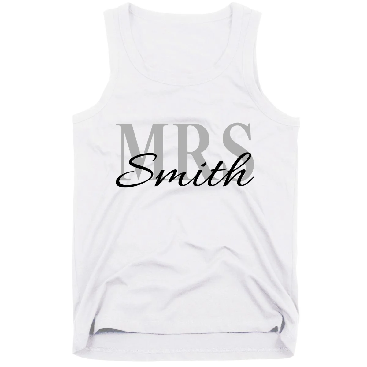 Custom Mrs Last Name Wedding Gift Tank Top - Front