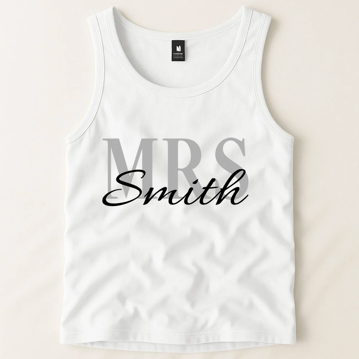 Custom Mrs Last Name Wedding Gift Tank Top - Front 1