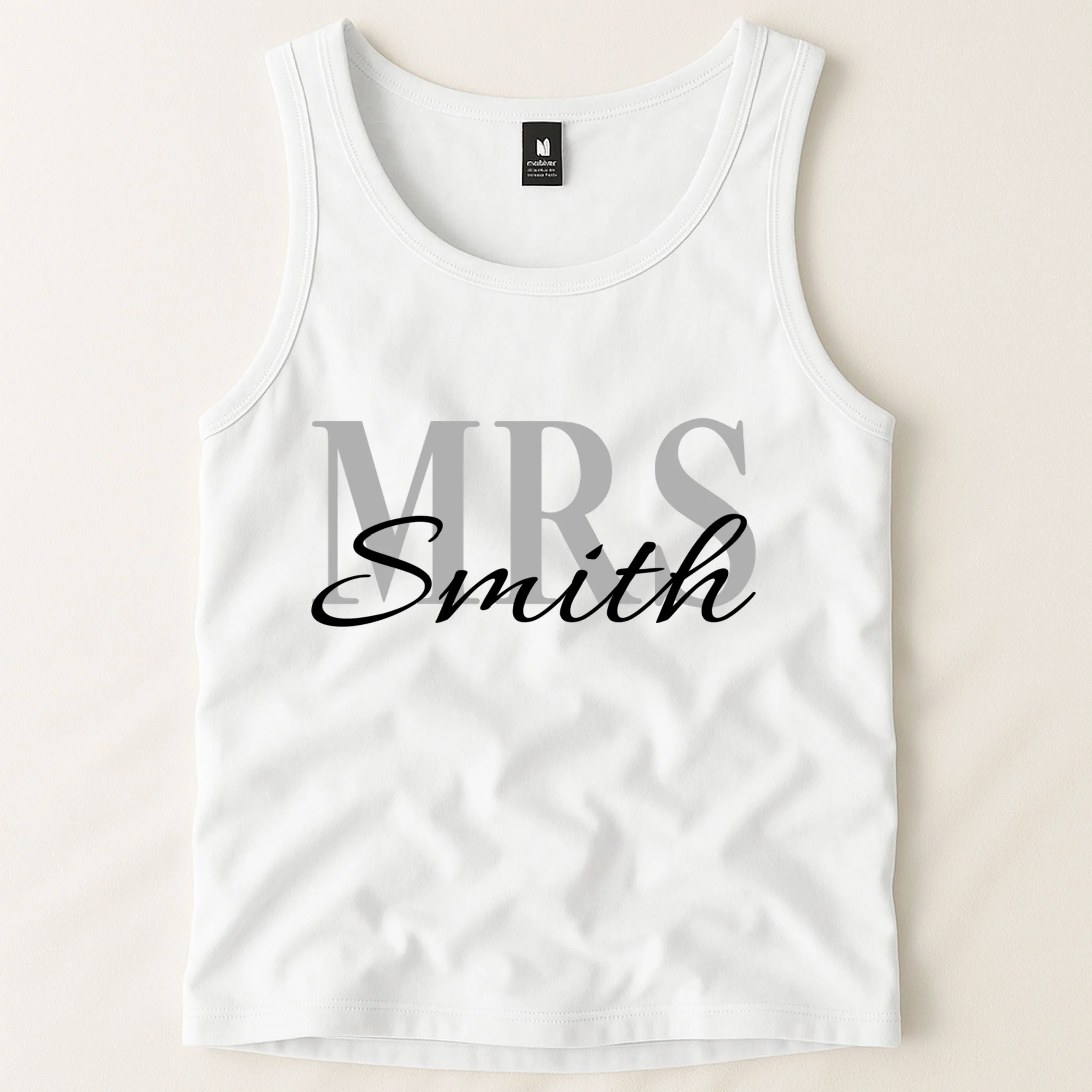 Custom Mrs Last Name Wedding Gift Men's Tank Top - Front 1