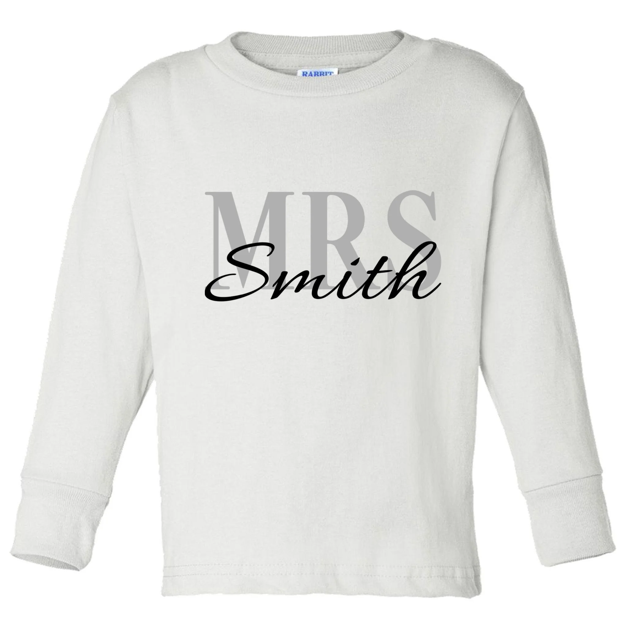 Custom Mrs Last Name Wedding Gift Toddler Long Sleeve Shirt - Front