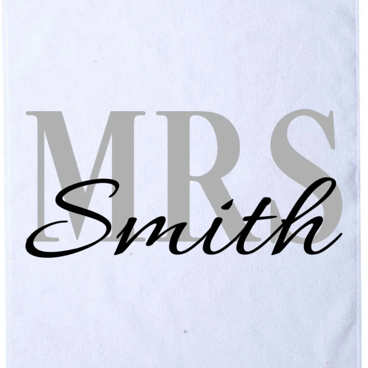 Custom Mrs Last Name Wedding Gift Golf Towel - Front - Close-up