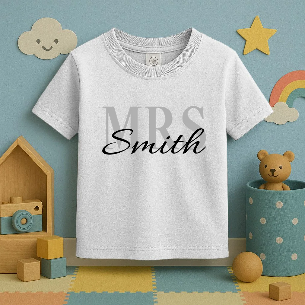 Custom Mrs Last Name Wedding Gift Toddler T-Shirt - Front 2