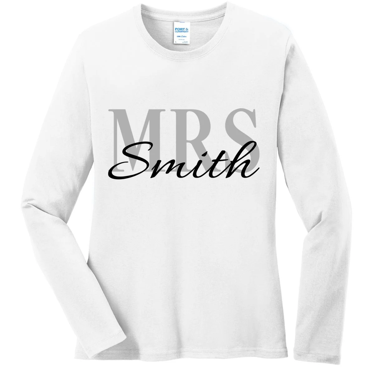 Custom Mrs Last Name Wedding Gift Women's Long Sleeve Shirt - Front