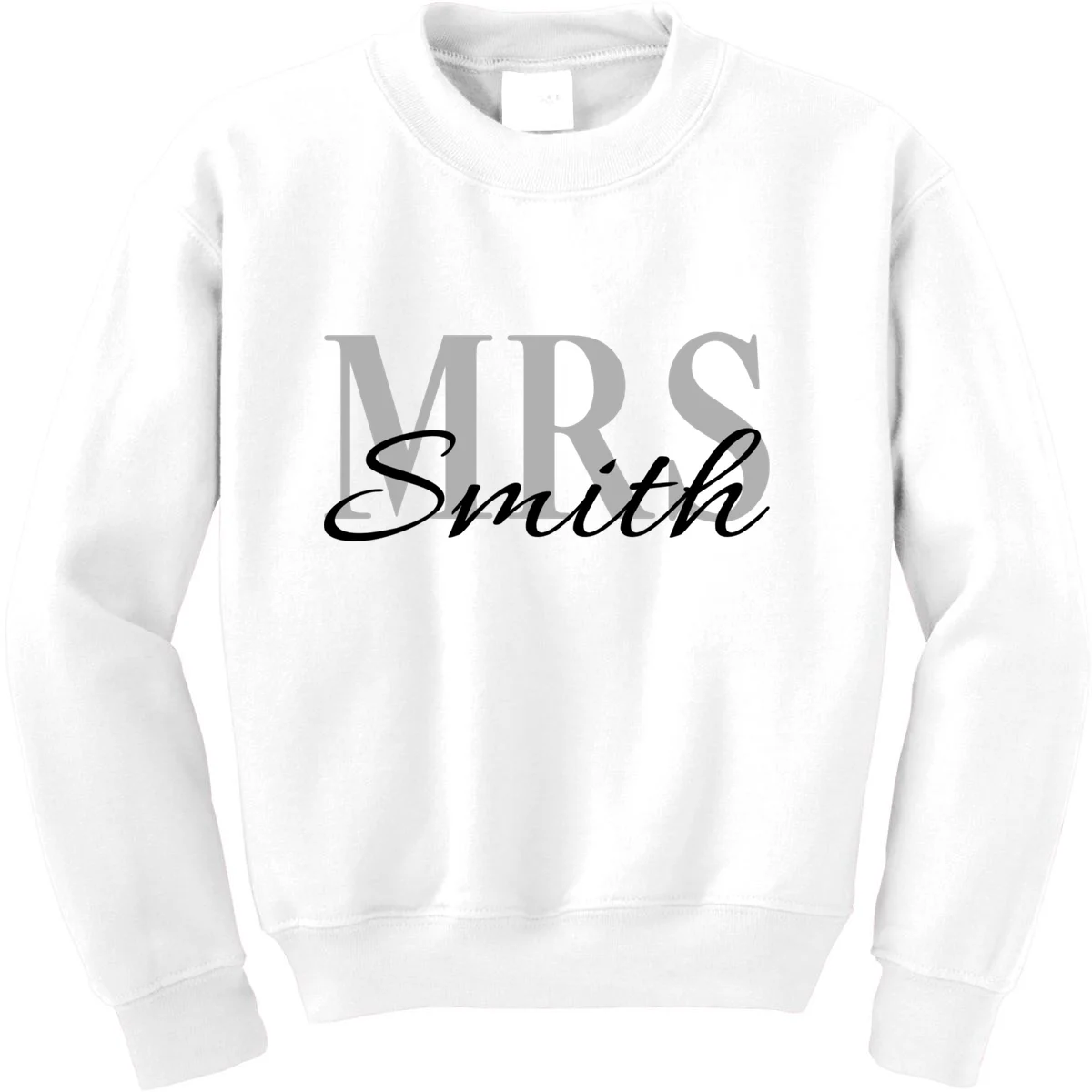 Custom Mrs Last Name Wedding Gift Kids Sweatshirt - Front