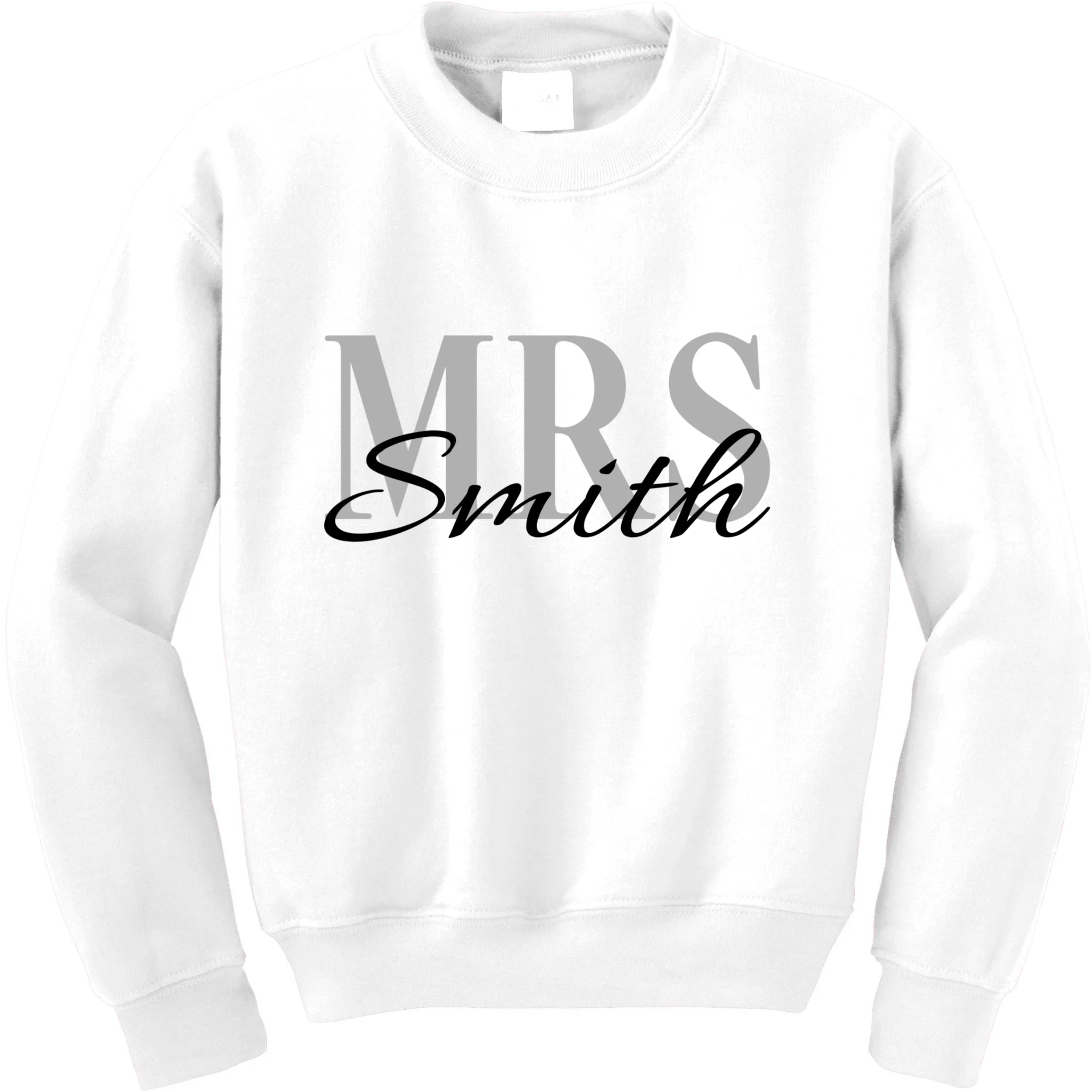 Custom Mrs Last Name Wedding Gift Kids Sweatshirt - Front