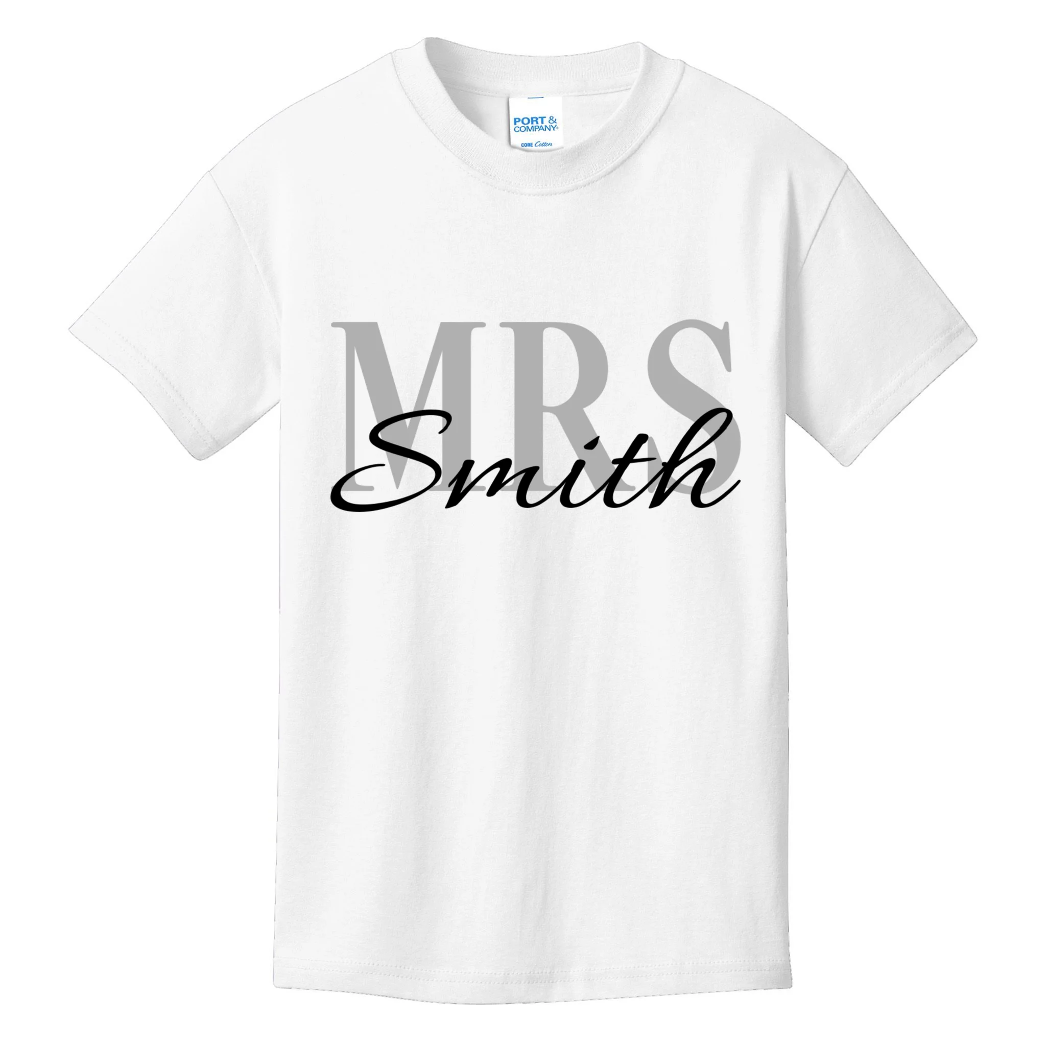 Custom Mrs Last Name Wedding Gift Kids T-Shirt - Front