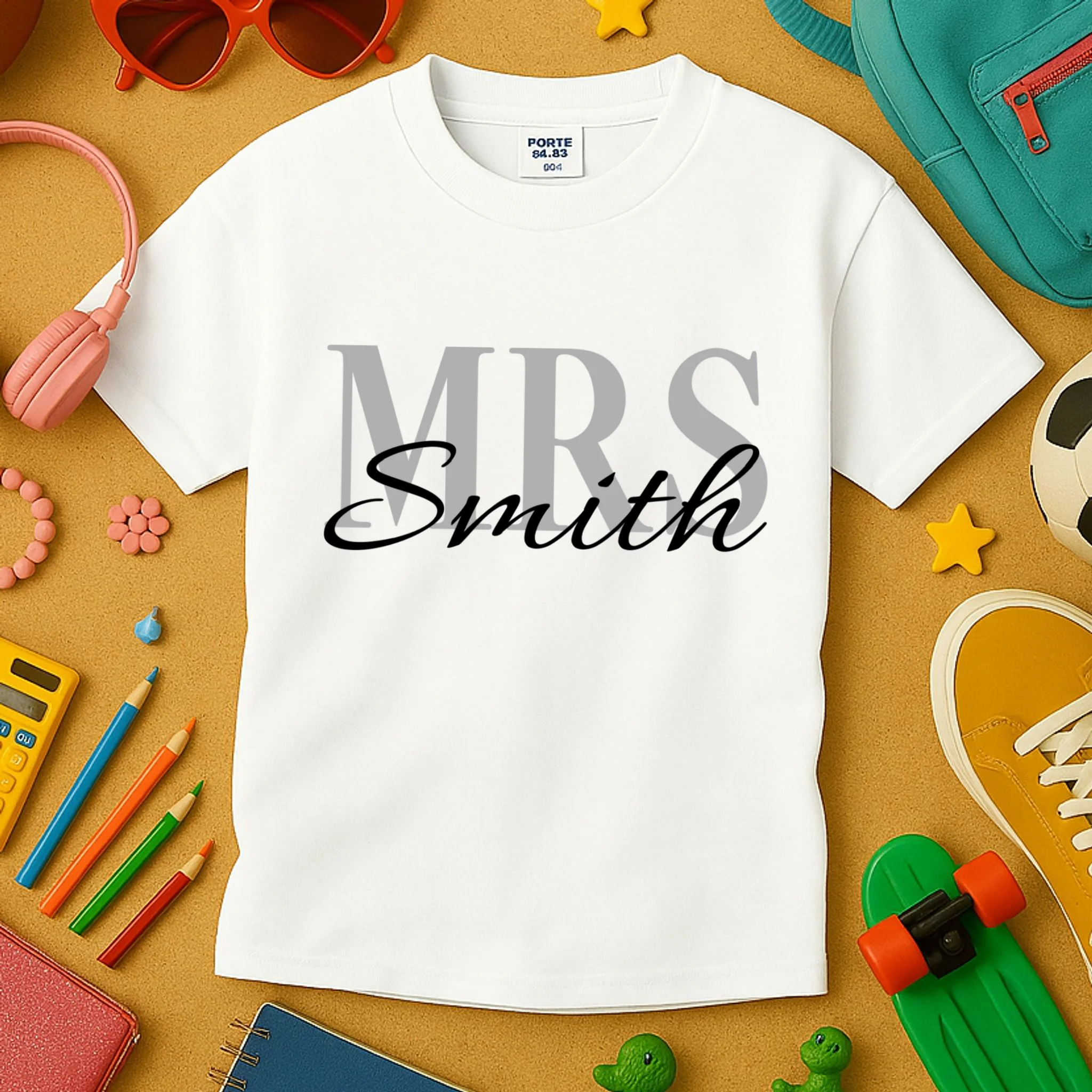 Custom Mrs Last Name Wedding Gift Kids T-Shirt - Front 2