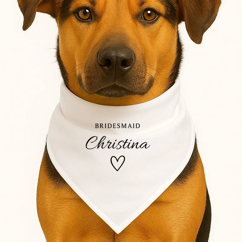 Custom Name Bridesmaids Gift Dog Bandana - Front 1