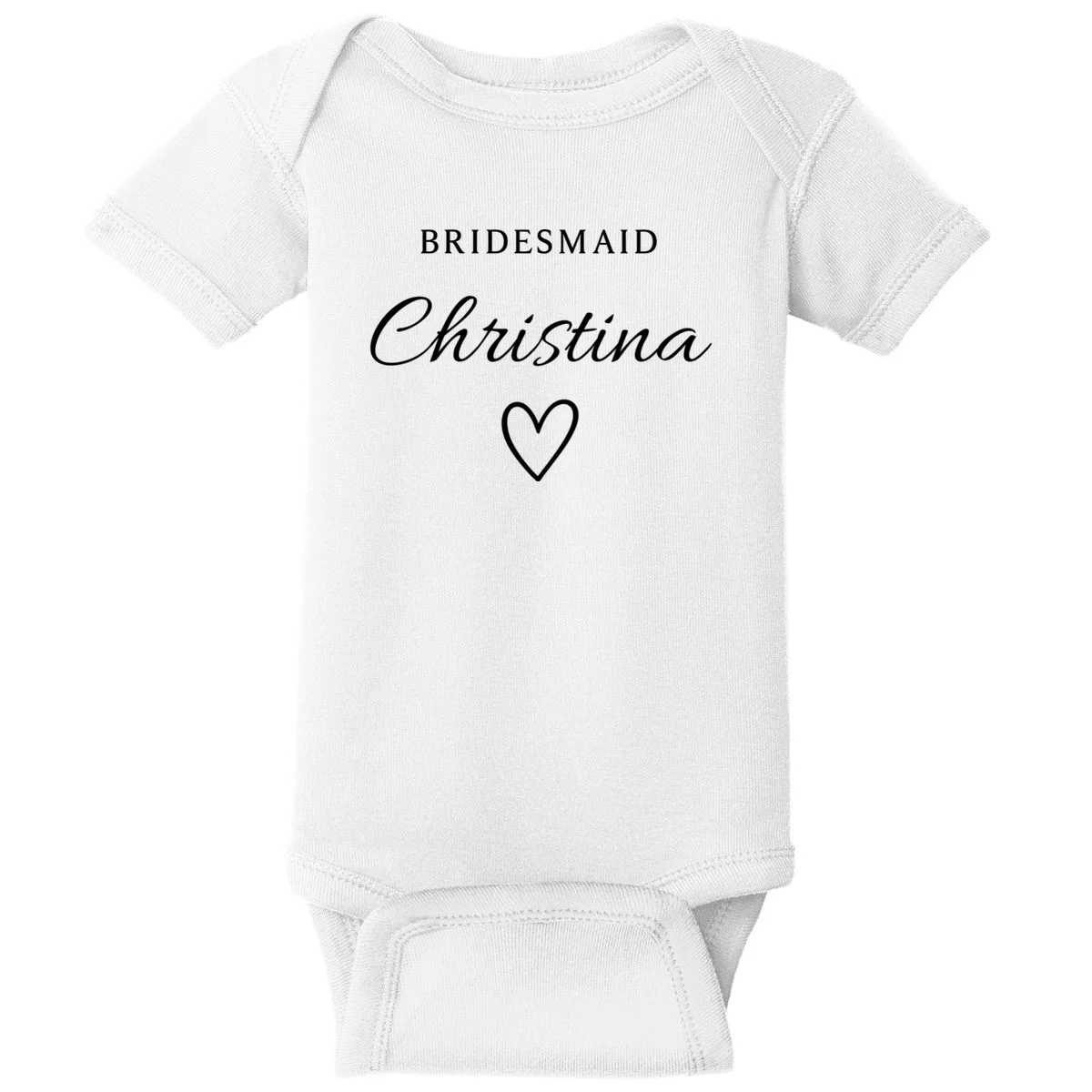 Custom Name Bridesmaids Gift Baby Bodysuit - Front