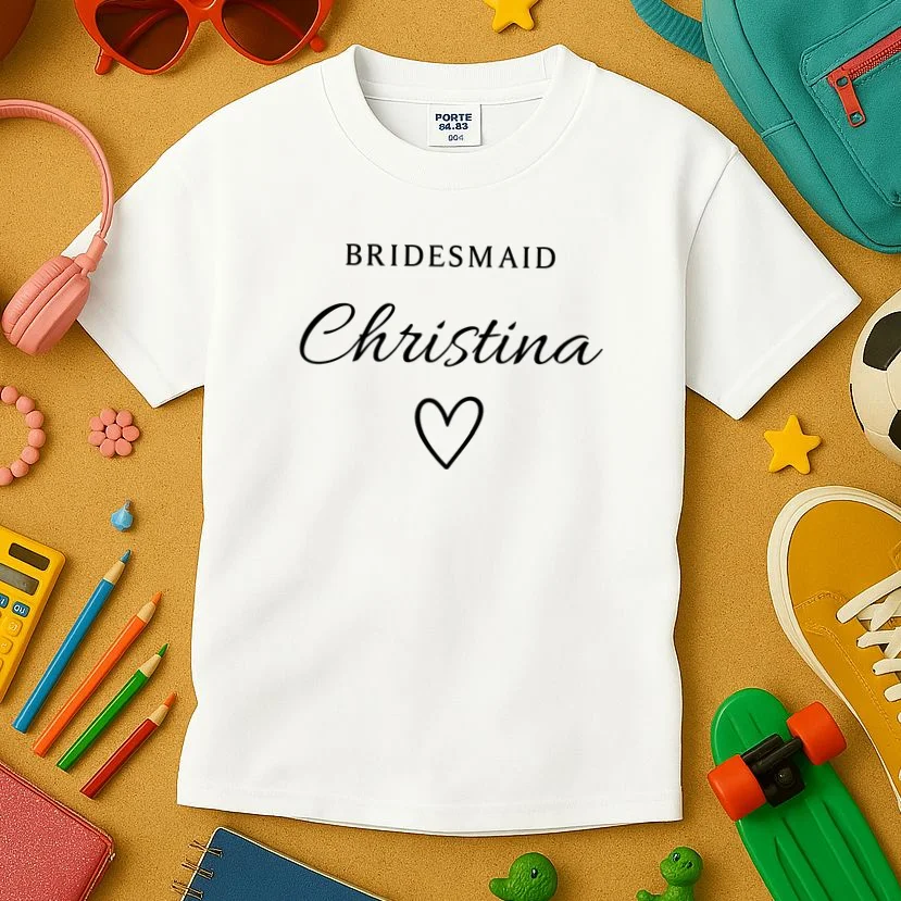 Custom Name Bridesmaids Gift Kids T-Shirt - Front 2